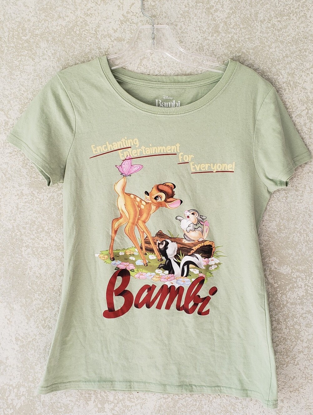 Disney Bambi Graphic Tee Light Sage Large‎ Resortwear Vacation Old School